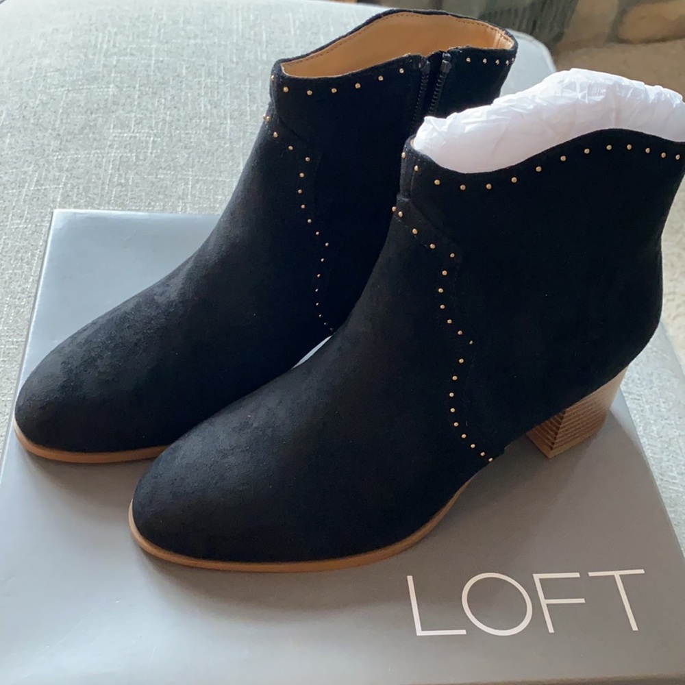 Loft Black Suede Studded Booties
